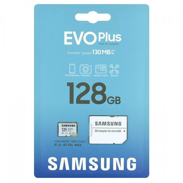 Carte Mémoire Samsung 128Go Evo Plus 130Mb/s C10 Original Carte Mémoire Samsung 128Go Evo Plus 130Mb/s C10 Original