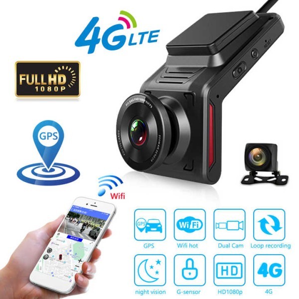 Caméra de voiture 4G LTE double + suivi GPS Caméra de voiture 4G LTE double + suivi GPS