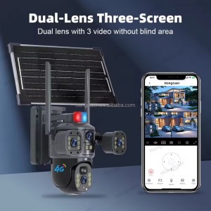 Caméra 4G Solaire extérieure 12 MP - 3 Lens - Vue panoramique Maroc