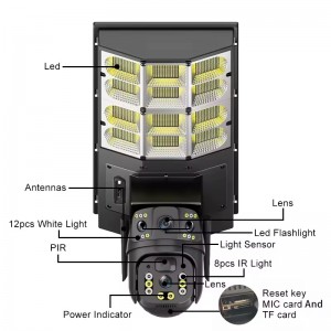 Camera 4G Solaire 12 MP avec Zoom Optique X10 + Projecteur LED 600W