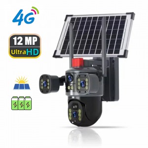 Caméra 4G Solaire extérieure 12 MP - 3 Lens - Vue panoramique Maroc